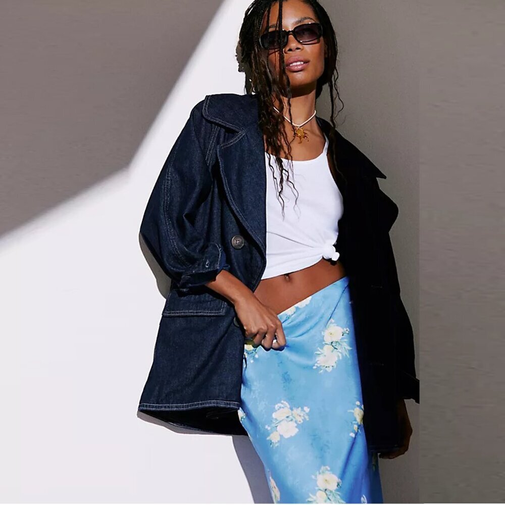 New Free People Denim Car Coat Size S